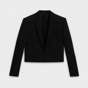 Celine SS/19 Rectangle Spencer Diagonal Wool Cropped Jacket